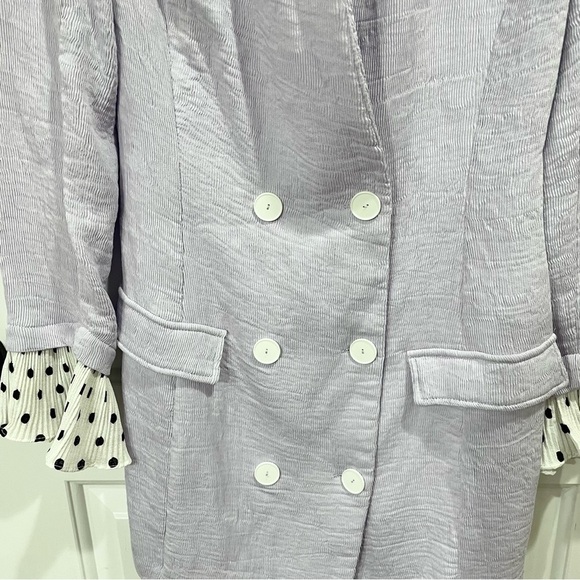 Like New Lavender Endless Rose longline blazer w/ polka dot ruffle sleeve - Picture 3 of 10